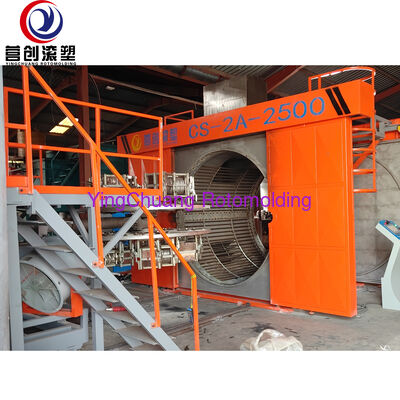 comprar Máquina de rotomoldagem de lançadeira YINGCHUANG CS-2A-2500, equipamento de moldagem rotacional industrial de braço duplo para produtos plásticos ocos Fabricação em linha