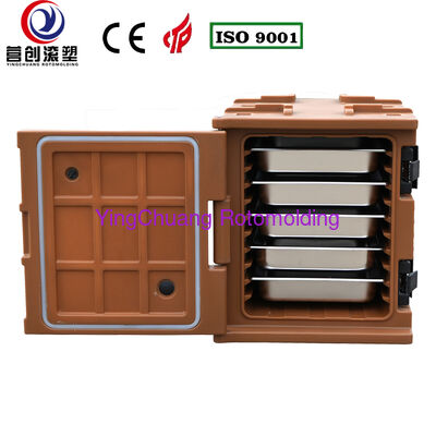 comprar YINGCHUANG OEM 75L café marrom tipo alça caixa isolada rotomoldada, espuma espessa de PU quente e fria segurando GN Pan armário de transporte de alimentos para cozinha central de cantina de catering Fabricação em linha