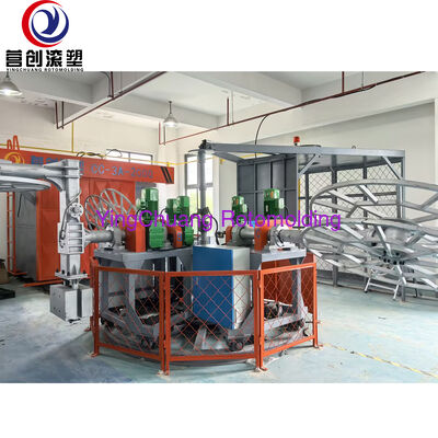Rotomoldador rotativo de três estações CC-3A-2000, equipamento de produção de moldagem rotacional de plástico de circulação contínua