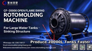 Máquina de moldagem rotacional de chama aberta afundada | CF-20000 para produção de grandes tanques de água de 20.000 litros
